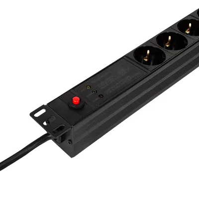 PDU LOGILINK 1U pt. rack 19 inch, 7 prize Schuko, intrare Schuko, max 16 A, ON/OFF, prot. suprasarcina, filtru de linie, IP20, 2 m, negru, "PDU7C02" (timbru verde 0.8 lei)