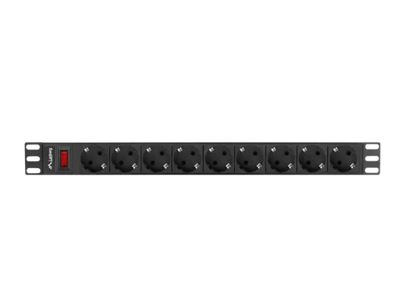 Unitate distributie alimentare PDU 19", 1U, 16A, 9 prize , negru