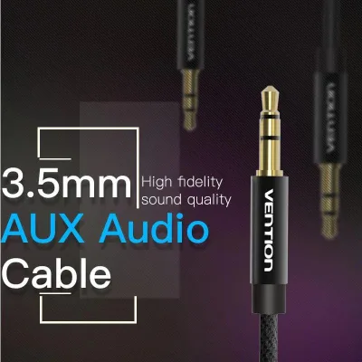 Cablu audio Vention, Jack 3.5mm (T) la Jack 3.5mm (T), 1m, conectori auriti, negru, "BAGBF" (timbru verde 0.08 lei)