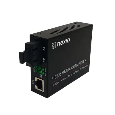 Mediaconvertor 10/100/1000M, Dual Fiber 1310nm, MM, 2km, SC - NEXIO "NX-1000N-MD-2" (timbru verde 0.8 lei)