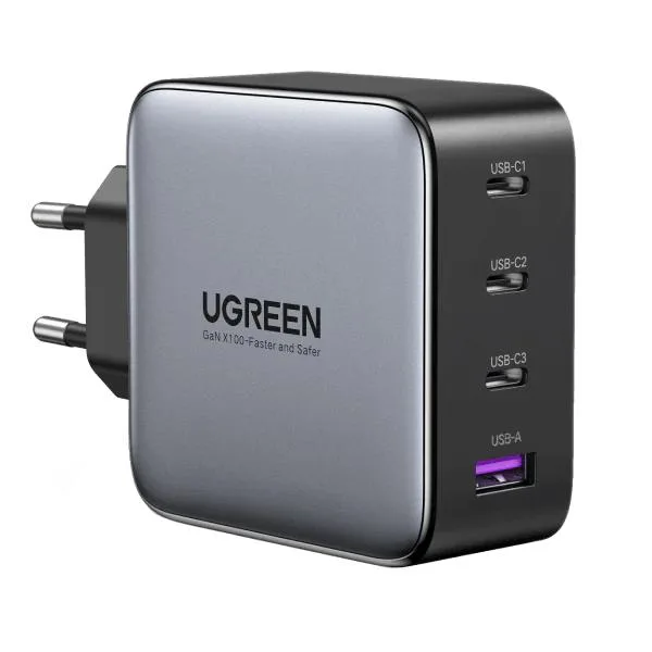 INCARCATOR retea Ugreen, Nexode "X565" Quick Charge 100W GaN, 3 x USB Type-C, 1 x USB, gri "35043" (timbru verde 0.18 lei) - 6941876230433