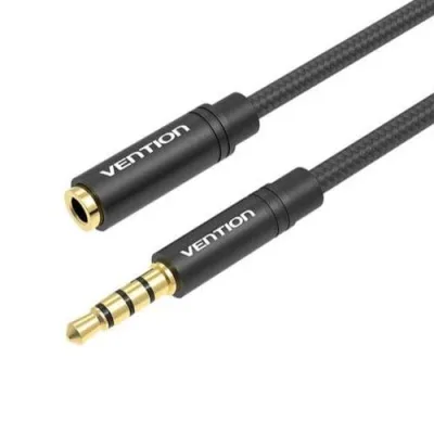 Cablu audio prelungitor Vention, Jack 3.5mm (T) la Jack 3.5mm (M), 2m, negru, "BHBBH" (timbru verde 0.08 lei)