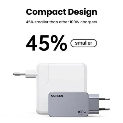INCARCATOR retea Ugreen, Nexode "X757" Quick Charge 100W GaN, 1 x USB, 2 x USB Tpe-C, include cablu USB Type-C la USB Type-C 240W 1.5 m, gri "25874" (timbru verde 0.18 lei) - 6941876228744