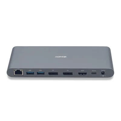 Hub USB Lindy DST-Pro 5K XT, USB-C, 14 porturi, HDMI, RJ-45, Argintiu