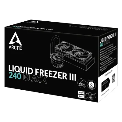 COOLER Arctic "Liquid Freezer III 240", racire lichid,skt. Intel LGA1700, AMD AM5/AM4,radiator aluminiu,pompa 2800rpm, fan 2x120mm,1800rpm,conector 4-pin PWM, negru "ACFRE00134A" (timbru verde 2 lei)