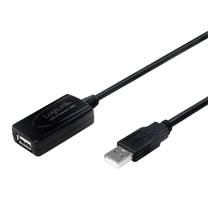 CABLU USB LOGILINK prelungitor, USB 2.0 (T) la USB 2.0 (M), 10m, activ (permite folosirea unui cablu USB lung), negru, "UA0143" (timbru verde 0.08 lei)