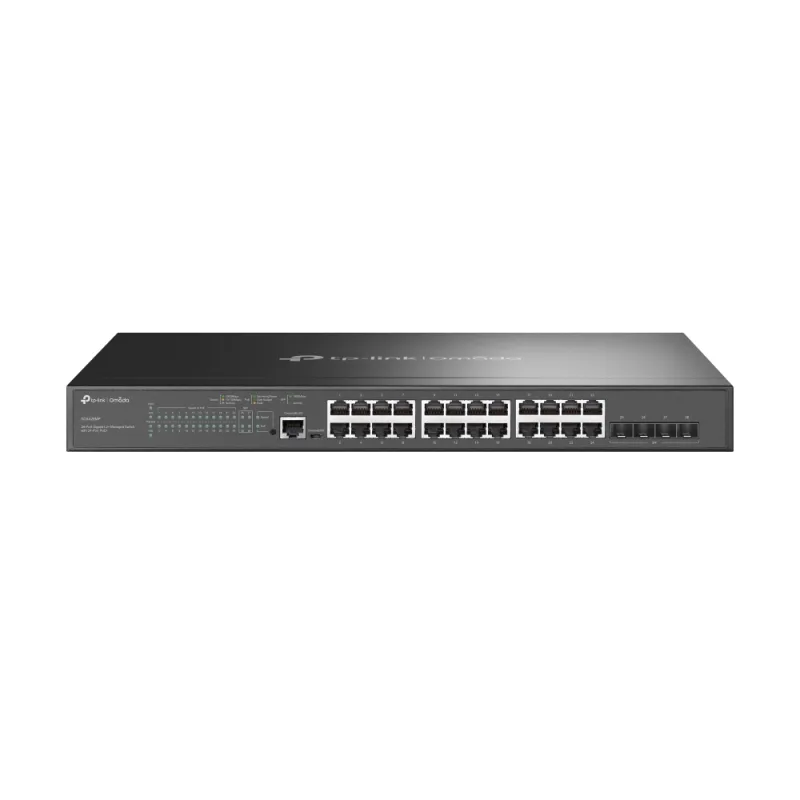 Switch TP-Link cu management L2, 24 Porturi Gigabit POE+, 4× Gigabit SFP Slots, 1× RJ45 Console Port, 1× Micro-USB Console Port  "TL-SG3428MP" (timbru verde 2 lei)