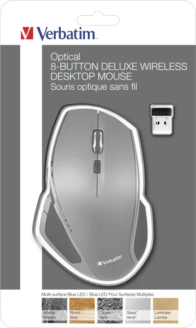 MOUSE VERBATIM FARA FIR DELUXE 8 BUTOANE ILUMINARE ALBASTRA "49041" (TIMBRU VERDE 0.18 LEI)