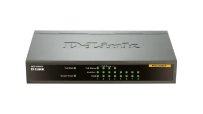 SWITCH PoE D-LINK  8 porturi 10/100Mbps (4 PoE), IEEE 802.3af, carcasa metalica, "DES-1008PA" (timbru verde 2 lei)