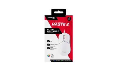 Mouse Gaming Cu fir HyperX Pulsefire Haste, 26000 DPI, Alb