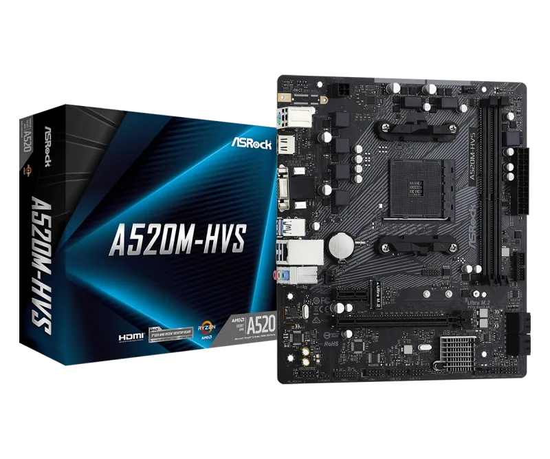 Placa de baza ASRock A520M-HVS, Socket AM4, DDR4, Micro-ATX