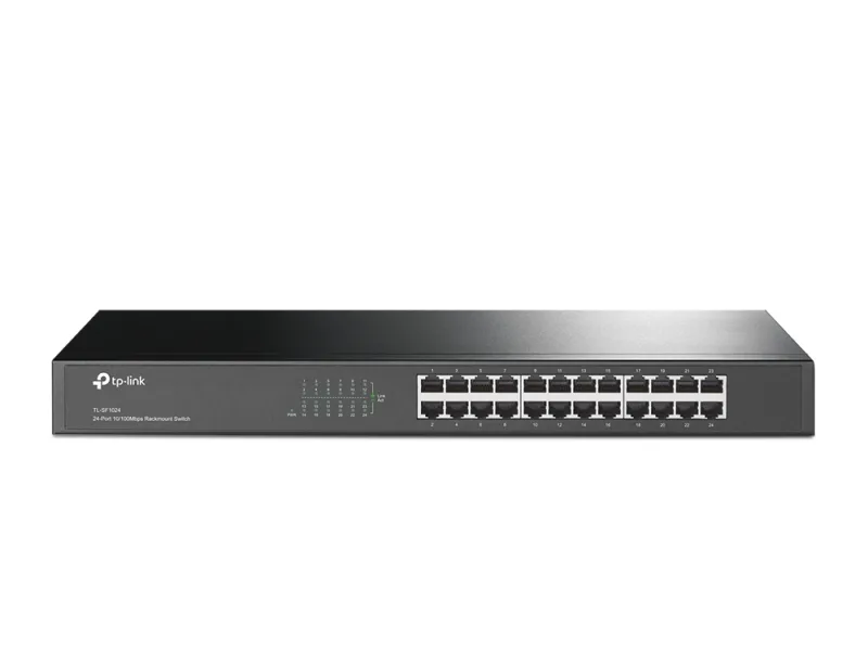 SWITCH TP-LINK 24 porturi 10/100Mbps. carcasa metalica. rackabil "TL-SF1024" (timbru verde 2 lei)