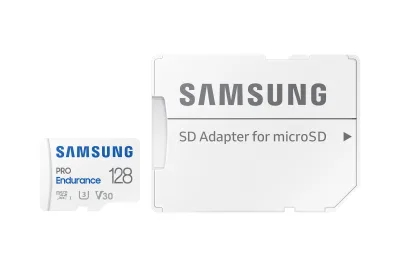 SAMSUNG PRO Endurance microSD Class10 128GB incl adapter R100/W40 up to 70080 hours, "MB-MJ128KA/EU" (timbru verde 0.03 lei)