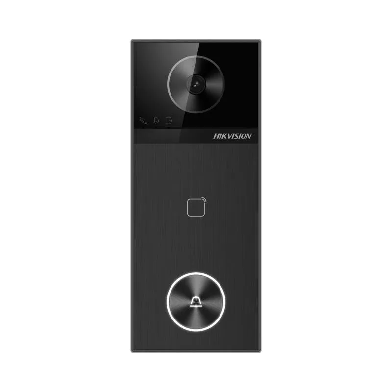 Post videointerfon de exterior WI-FI Hikvision DS-KV6114-WBE1, montaj aparent, camera HD 4MP, WDR, unghi vizualizare: orizontal:  150° vertical: 75°, iluminare IR: 3m, cititor de card incorporat mifare M1 13.56 MHz, microfon omnidirectional si difuzor