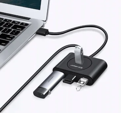 HUB extern Ugreen, "CR113" porturi USB: USB 3.0 x 4, conectare prin USB 3.0, lungime 0.5 m, negru, "20290" (timbru verde 0.8 lei) - 6957303822904
