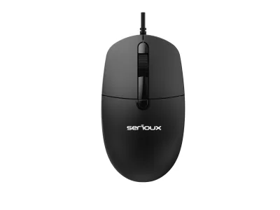 Kit Serioux cu fir, Tastatura: interfata USB, 104 taste, material ABS, US layout, lungime cablu 1.5m PVC,  dimensiuni 440*159*25mm, negru, Mouse: interfata USB, 4 butoane, polling rate 125 Hz, rezolutie DPI 1000, lungime cablu 1.5m PVC, dimensiuni