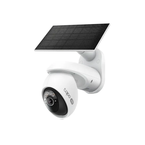 CAMERA IP TP-LINK + PANOU SOLAR, wireless, turret, pt.exterior, dist. IR 9 m, tip lentila fixa 4 mm, 4K 8MP (3840 × 2160 px), microfon, carcasa plastic, slot SD card, "Tapo C660 KIT" (timbru verde 0.8 lei)