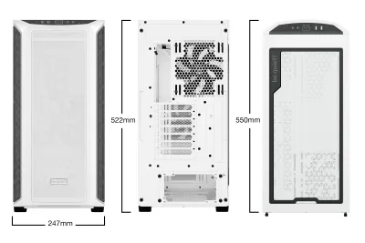 CARCASA be quiet! "SHADOW BASE 800DX", Middle Tower, ATX, fara sursa, 3xfan, USB 3.2 gen 1 x 2, USB Type-C x 1, audio+mic, PSU shroud, 7 sloturi expansiune, ARGB, alb, "BGW62" (timbru verde 0.32lei)