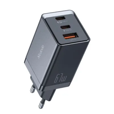 Incarcator Mcdodo GaN5 Mini Pro Fast Charger 67W, 2xType-C + 1xUSB-A, Plug EU, Negru