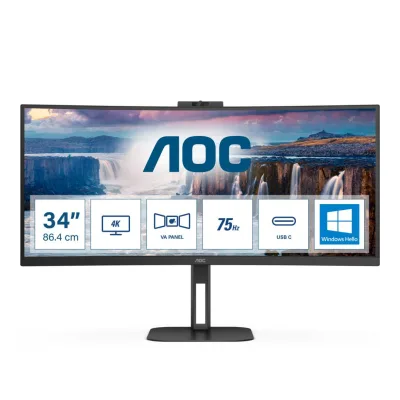 Monitor Gaming AOC CU34V5CW, 34", 3440 x 1440 pixeli, Black, 3 ani Garantie