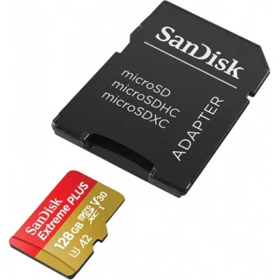 Card de Memorie MicroSDXC SanDisk Extreme PLUS, 128GB, Clasa 10, R/W speed: up to 100MB/s/ 90MB/s, include adaptor SD (pentru telefon)