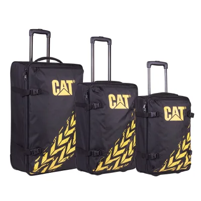 Set 3 trollere CATERPILLAR Soft Luggage, 42L, 57L, 62L, Polyester - negru cu galben "CAT-84593-588"