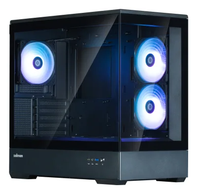 CARCASA Zalman "P30 v2", mini tower, gaming, fara sursa, suporta 9xfan, 3xfan inclus, PSU shroud, USB Type-C x 1, USB 3.1 gen1 x 1, audio+mic, 5 sloturi expansiune, negru, "P30 Black V2" (timbru verde 0.24lei)