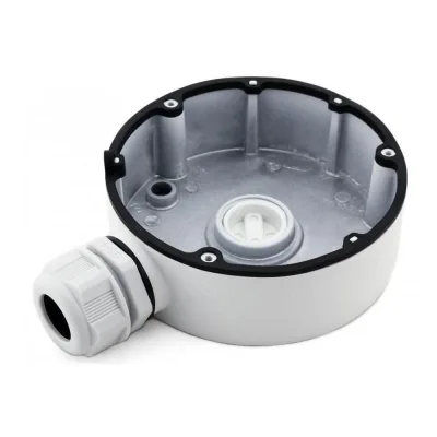 Doza de legatura pentru camera de supraveghere Hikvision White  DS- 1280ZJ-DM8; carcasa din aluminiu; dimensiuni: Φ126.7 mm × 35 mm (4.99" × 1.38");greutate: Approx.: 210 g.
