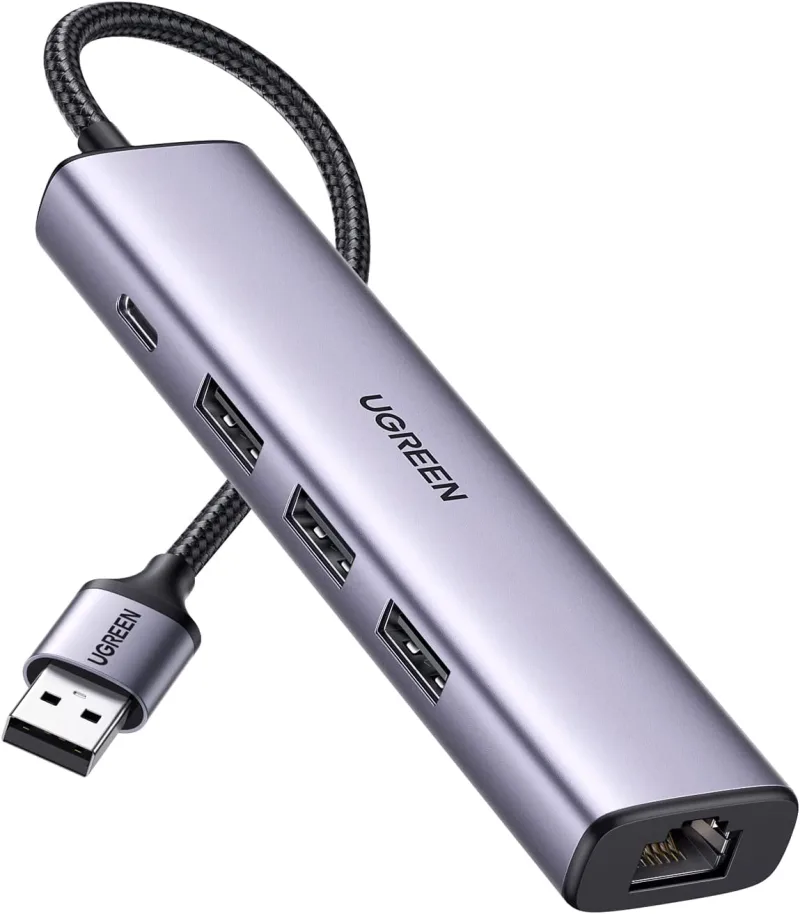 ADAPTOR RETEA Ugreen, "cm475" extern, USB 3.0 (T) la port Gigabit RJ-45, porturi USB: USB 3.0 x 3, USB Type-C x 1, argintiu "60554" (timbru verde 0.18 lei) - 6957303865543