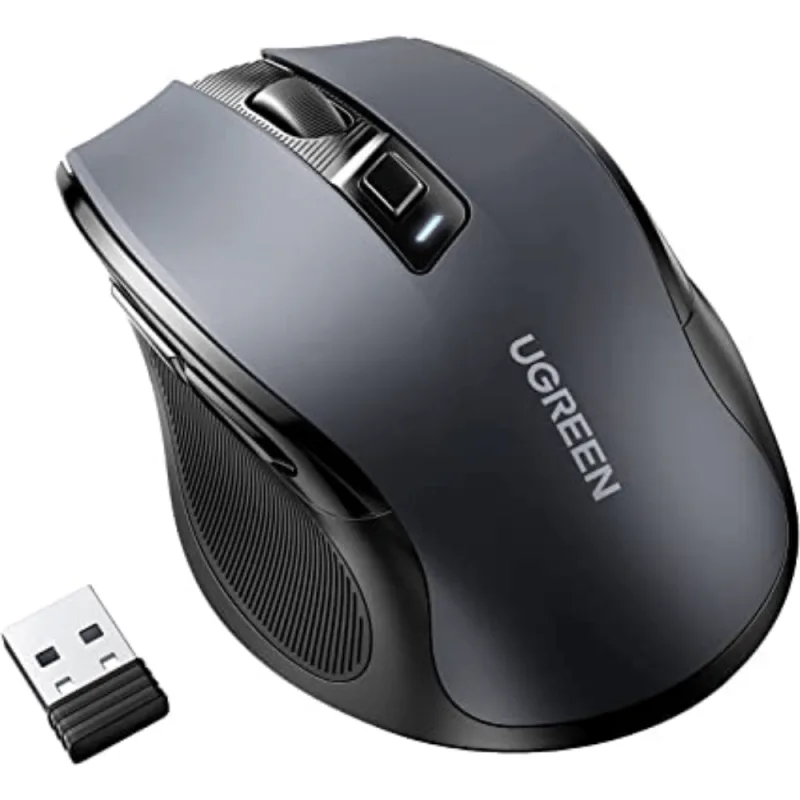 MOUSE Ugreen, "MU101" PC sau NB, wireless 2.4GHz + Bluetooth, optic, 5/1 butoane/scroll, 4000 dpi, negru "90395" (timbru verde 0.18 lei) - 6957303893959