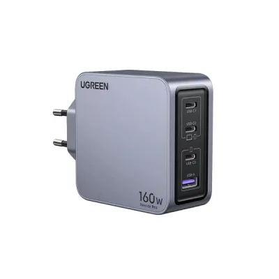 INCARCATOR retea Ugreen, Nexode "X763" Quick Charge 160W GaN, 1 x USB, 3 x USB Tpe-C, include cablu USB Type-C la USB Type-C 240W 1.5 m, gri "25877" (timbru verde 0.18 lei) - 6941876228775