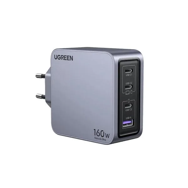 INCARCATOR retea Ugreen, Nexode "X763" Quick Charge 160W GaN, 1 x USB, 3 x USB Tpe-C, include cablu USB Type-C la USB Type-C 240W 1.5 m, gri "25877" (timbru verde 0.18 lei) - 6941876228775