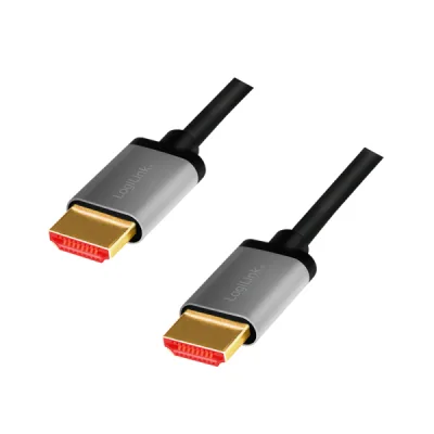 CABLU video LOGILINK, HDMI (T) la HDMI (T) 2.1 UHS, 2m, conectori auriti, rezolutie maxima 8K (7680 x 4320) la 60 Hz, aluminiu, negru, "CHA0105" (timbru verde 0.8 lei)