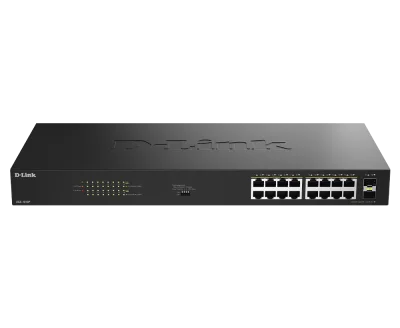 Switch D-Link 16 port GE PoE Unmanaged, capacitate 36 Gbps, standar PoE 802.3af/at, negru