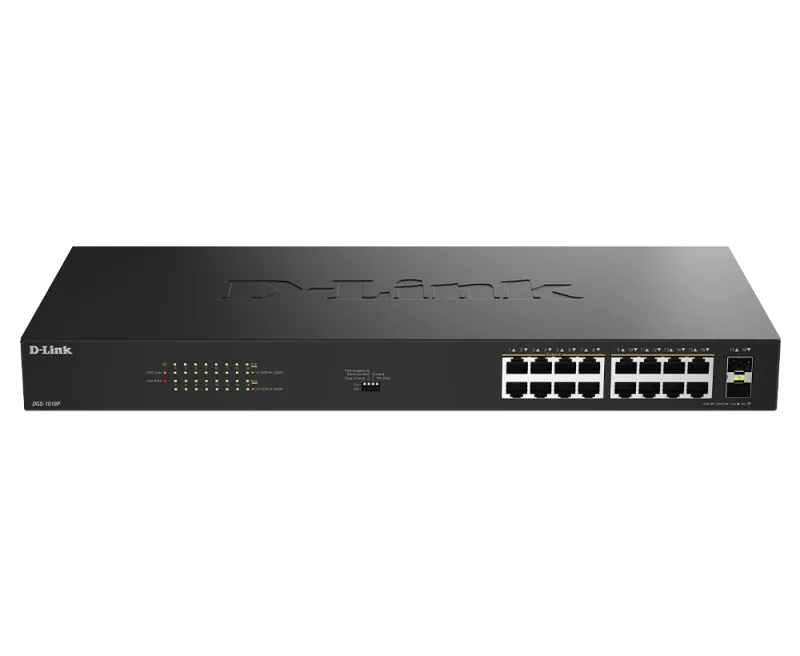 Switch D-Link 16 port GE PoE Unmanaged, capacitate 36 Gbps, standar PoE 802.3af/at, negru