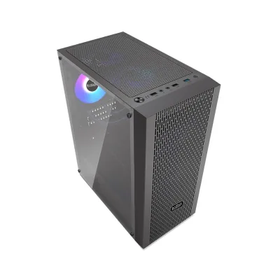 CARCASA PCCOOLER, Middle Tower, ATX, fara sursa, sticla securizata, 4 x fan +controller incluse, iluminare ARGB, negru, USB 3.2 gen 1 x 1, USB 2.0 x 2, mic, audio, #MA100 MESH-C"
