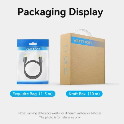 Cablu video Vention, DisplayPort(T) la DisplayPort(T), 1.5m, rezolutie maxima 4K la 60Hz, conectori auriti, cupru/argint, invelis PVC, negru, "HAKBG" (timbru verde 0.18lei) - 6922794775770