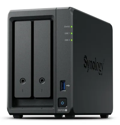 SYNOLOGY DS725+ 2-Bay Diskstation AMD Ryzen Embedded R1600 4GB DDR4 ECC SODIMM "DS725+" (timbru verde 11 lei)