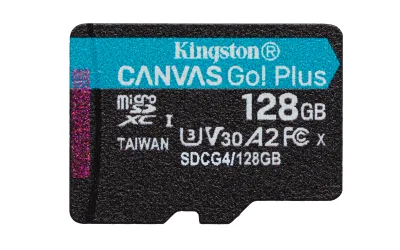 KINGSTON 128GB microSDXC Canvas Go Plus Gen4 200MB/s A2 U3 V30 Card + Adapter "SDCG4/128GB" (timbru verde 0.03 lei)