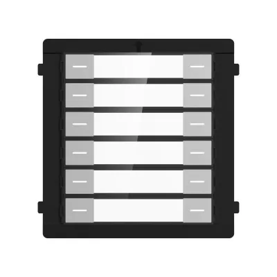 Modul de extensie videinterfon cu 12 butoane de apelare Hikvision DS-KD- K12; montaj aplicat sau ingropat (acesoriile de montaj nu sunt incluse), customizare afisare nume; iluminare pe timp de noapte; Conectare RS-485, Protectie: IP 65; Dimensiuni: 98.2