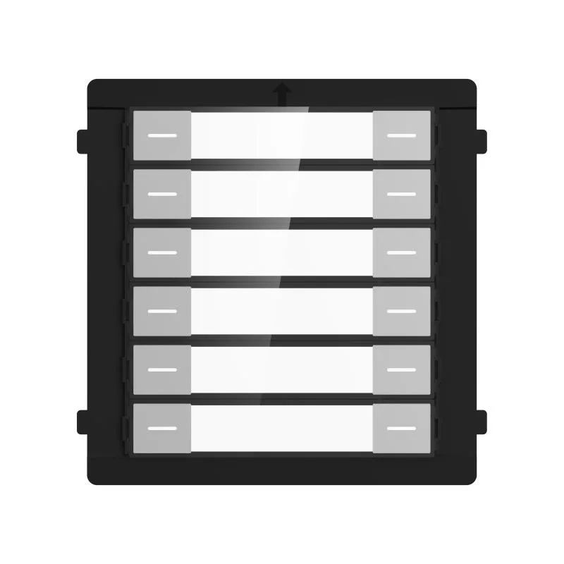 Modul de extensie videinterfon cu 12 butoane de apelare Hikvision DS-KD- K12; montaj aplicat sau ingropat (acesoriile de montaj nu sunt incluse), customizare afisare nume; iluminare pe timp de noapte; Conectare RS-485, Protectie: IP 65; Dimensiuni: 98.2