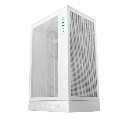 CARCASA DeepCool "CH270 DIGITAL WH", mini tower, gaming, fara sursa, suporta 6xfan, USB Type-C x 1, USB 3.2 gen 1 x 2, audio+mic, 4 sloturi expansiune, negru, "R-CH270-WHNDM0-G-1"