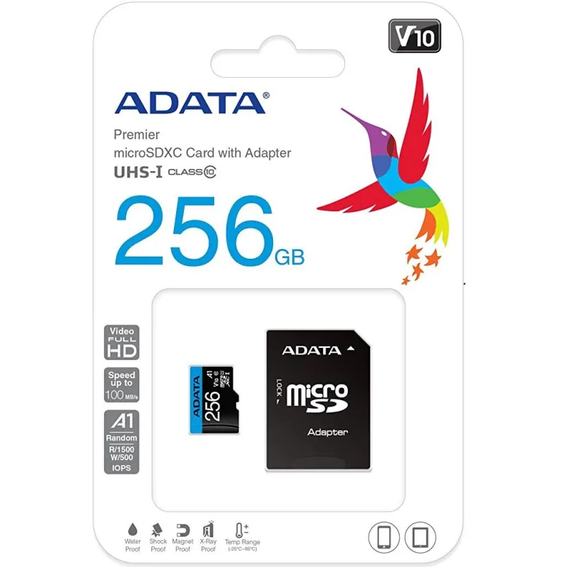 Card de Memorie MicroSDXC Adata Premier, 256GB, Adaptor SD, Class 10