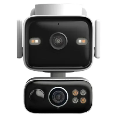 Solar-Powered Dual-Lens Pan/Tilt Cam kit, 1/2.7" CMOS Starlight Sensor, night mode IR-Mode/Full-Color Mode, Pan Mechanical Range：339° (360° Pan Coverage), Tilt Mechanical Range：97° (128° Tilt Coverage)