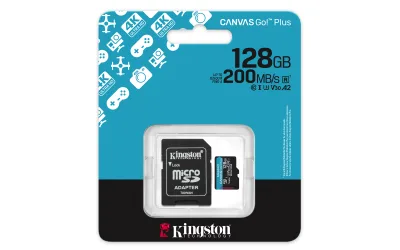 KINGSTON 128GB microSDXC Canvas Go Plus Gen4 200MB/s A2 U3 V30 Card + Adapter "SDCG4/128GB" (timbru verde 0.03 lei)