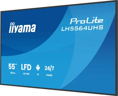 IIYAMA LFD LH5564UHS-B1AG 4K VA 55" 500cd 5000:1 6.5ms Android 14 OS, iiSignage, iiControl, iiShare, EShare, FailOver, TeamViewer, PDF & Media Player, iiBrowser, File manager "LH5564UHS-B1AG" (timbru verde 7 lei)