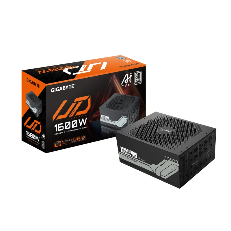 Sursa GIGABYTE UD1600PM PG5 AI TOP, 1600W, 80+ Platinum, Full Modulara, Negru "UD1600PM PG5 AI TOP" (timbru verde 2 lei)