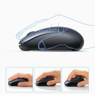MOUSE Ugreen, "MU105" PC sau NB, wireless 2.4GHz, optic, 3/1 butoane/scroll, 2400 dpi, include baterie, albastru "90550" (timbru verde 0.18 lei) - 6957303895502