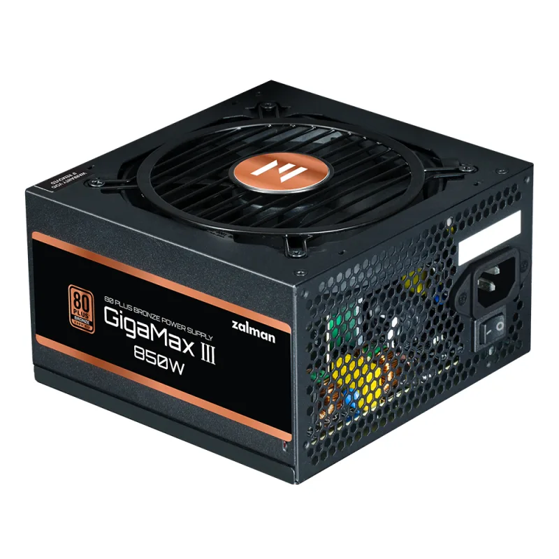 SURSA Zalman "GV3", 850W, certificare 80 Plus Bronze, non-modular, fan 120mm, negru, "ZM850-GV3" (timbru verde 2 lei)