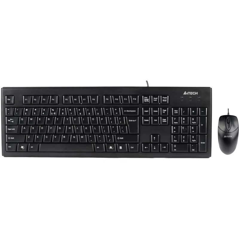 Kit Wired tastatura si mouse A4TECH KRS-8372, taste numerice, Negru